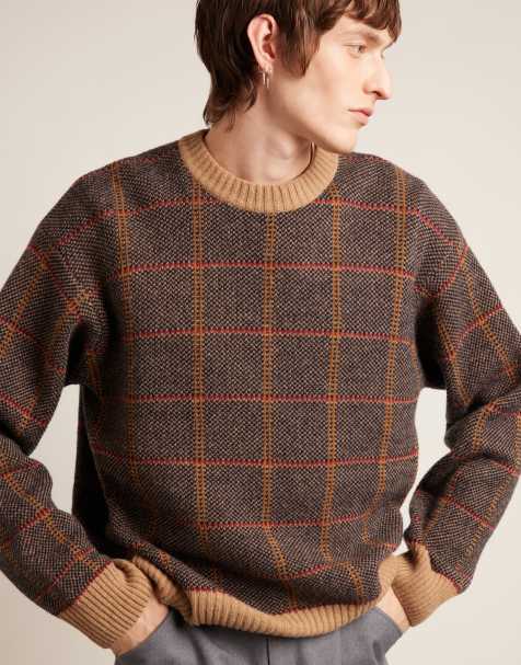 Farah Archive Collection Tolentino check jumper in beige - view 1