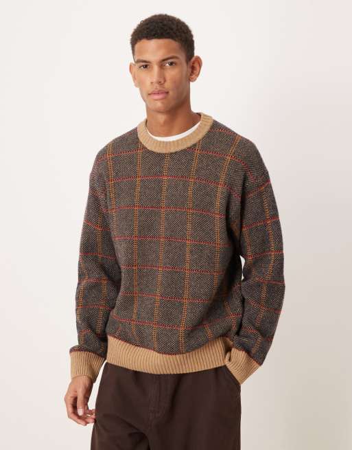 Farah Archive collection tolentino check jumper in beige , 2 of 5