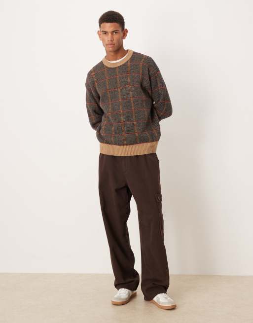 Farah Archive collection tolentino check jumper in beige , 3 of 5