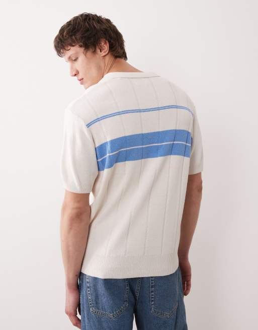 Farah Archive Lambka short sleeve knit polo shirt in ecru, 3 of 5