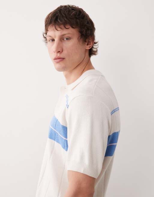 Farah Archive Lambka short sleeve knit polo shirt in ecru, 4 of 5