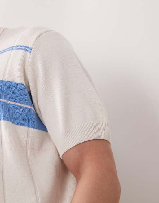 Farah Archive Lambka short sleeve knit polo shirt in ecru, 5 of 5