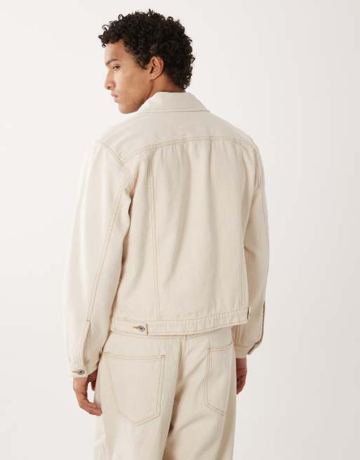 Farah Archive Montoya twill denim button-through jacket in ecru (Part of a set), 3 of 5