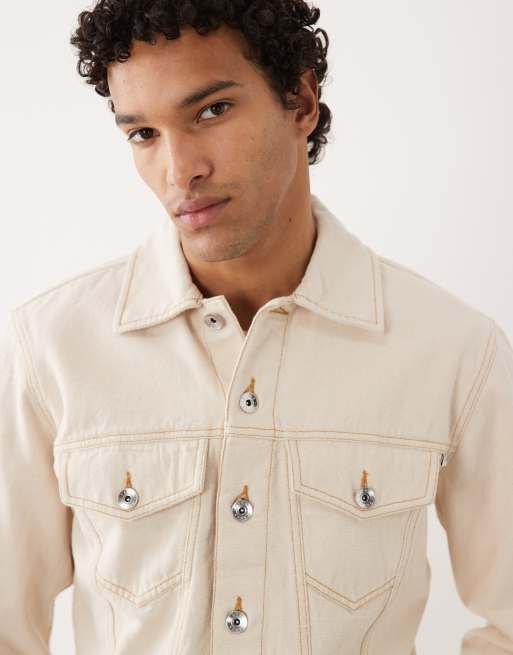 Farah Archive Montoya twill denim button-through jacket in ecru (Part of a set), 4 of 5