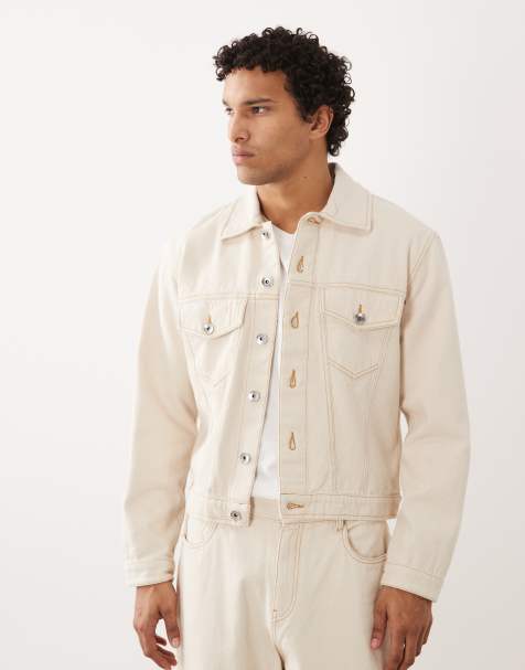 Farah Archive Montoya twill denim button up jacket in ecru - part of a set - view 1