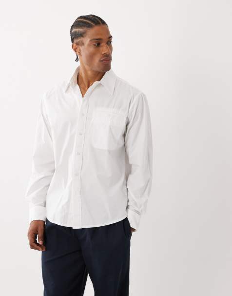 Farah Archive Rubin long sleeve oversized poplin logo shirt in white - view 1