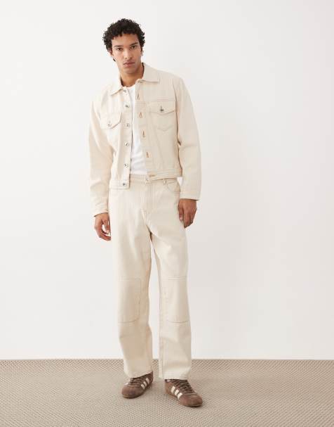 Farah Archive Sambrano co-ord reinforced twill denim jeans in ecru - view 1