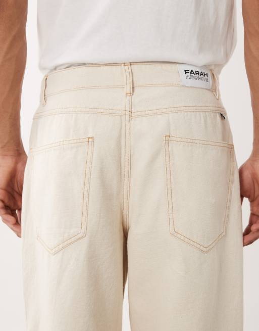 Farah Archive Sambrano co-ord reinforced twill denim jeans in ecru, 5 of 5