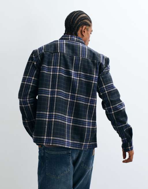 Farah Asher Fleece mit Reißverschluss, Logo-Karo, Marineblau, 4 von 5