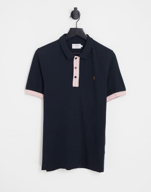 Farah – Avalon – Granatowa bawełniana koszulka polo o dopasowanym kroju