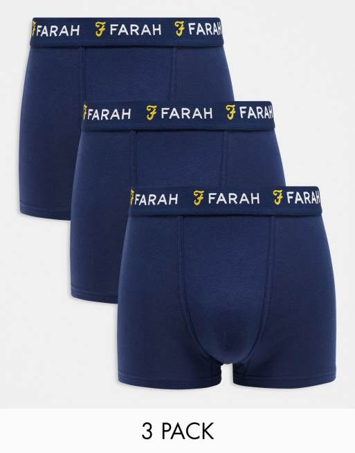Farah - Aveleer - Set van 3 boxershorts in marineblauw