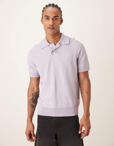 Farah - Birch - Polo a maniche corte in maglia lilla con logo - view 1