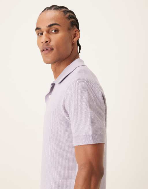 Farah Birch short sleeve knit logo polo shirt in lilac, 4 of 5