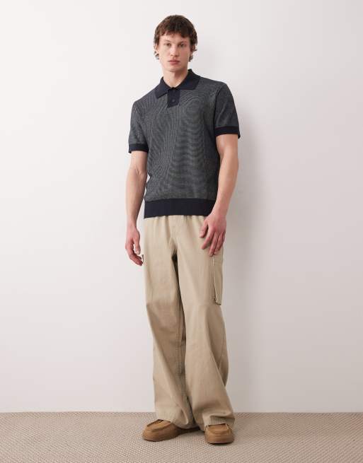 Farah Birch short sleeve knitted logo polo shirt in navy, 2 of 5