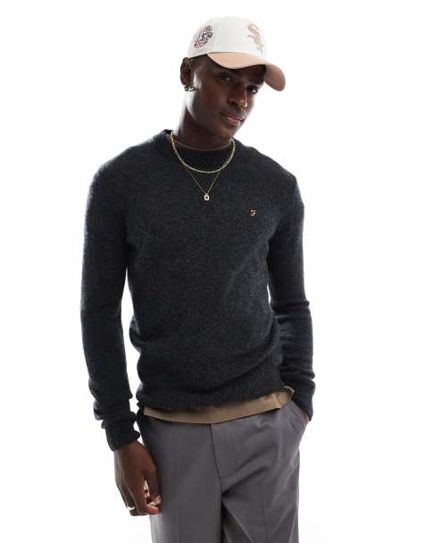 Farah Birchall lambswool jumper in black - view 1