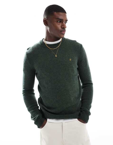 Farah Birchall lambswool jumper in green - view 1