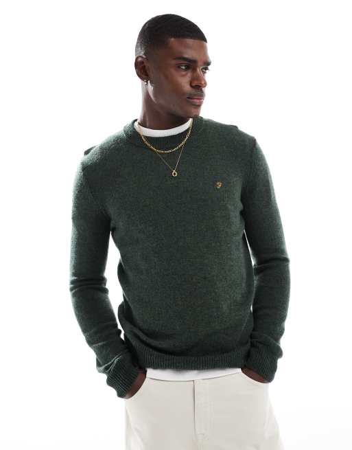 Farah Birchall lambswool jumper in green ASOS