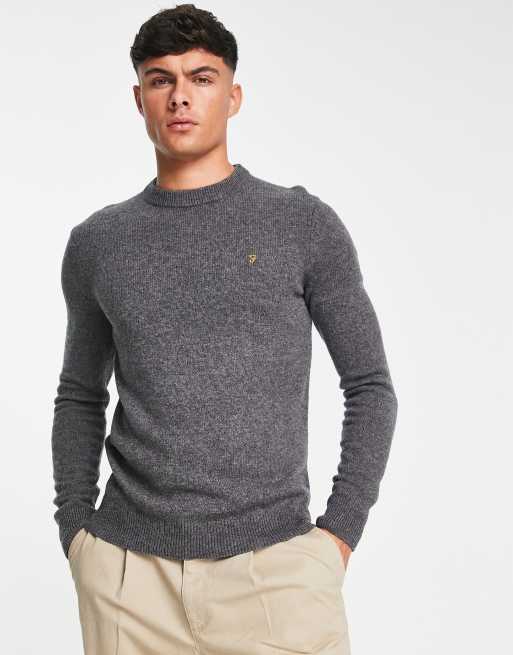 Farah - Birchall - Maglione grigio in lana d'agnello 
