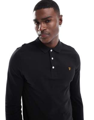 Farah Farah blanes long sleeve polo in black