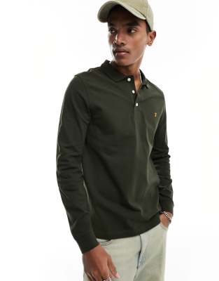 Farah Farah blanes long sleeve polo in green