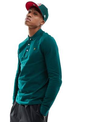 Farah Blanes Long Sleeve Polo In Green