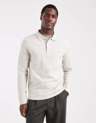 Farah Blanes Long Sleeve Polo Shirt In White