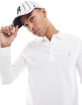 [Farah] Farah Blanes long sleeve polo shirt in white XS WHITE