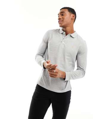 Farah blanes long sleeve polo in grey - ASOS Price Checker