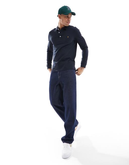 Farah - Blanes - Polo a maniche lunghe blu navy