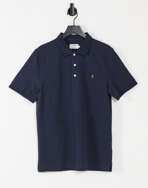 Farah - Blanes - Polo van katoen in marineblauw - NAVY