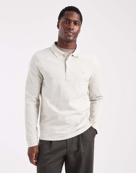 Farah - Blanes - Poloshirt met lange mouwen in crème - view 1