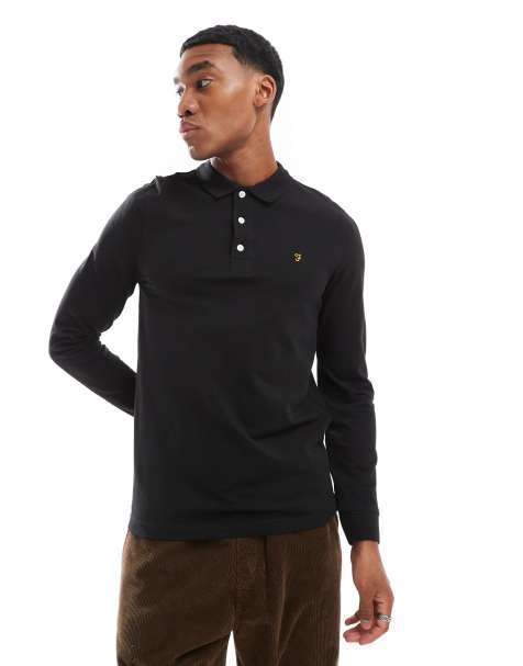 Farah - Blanes - Poloshirt met lange mouwen mouwen in zwart - view 1