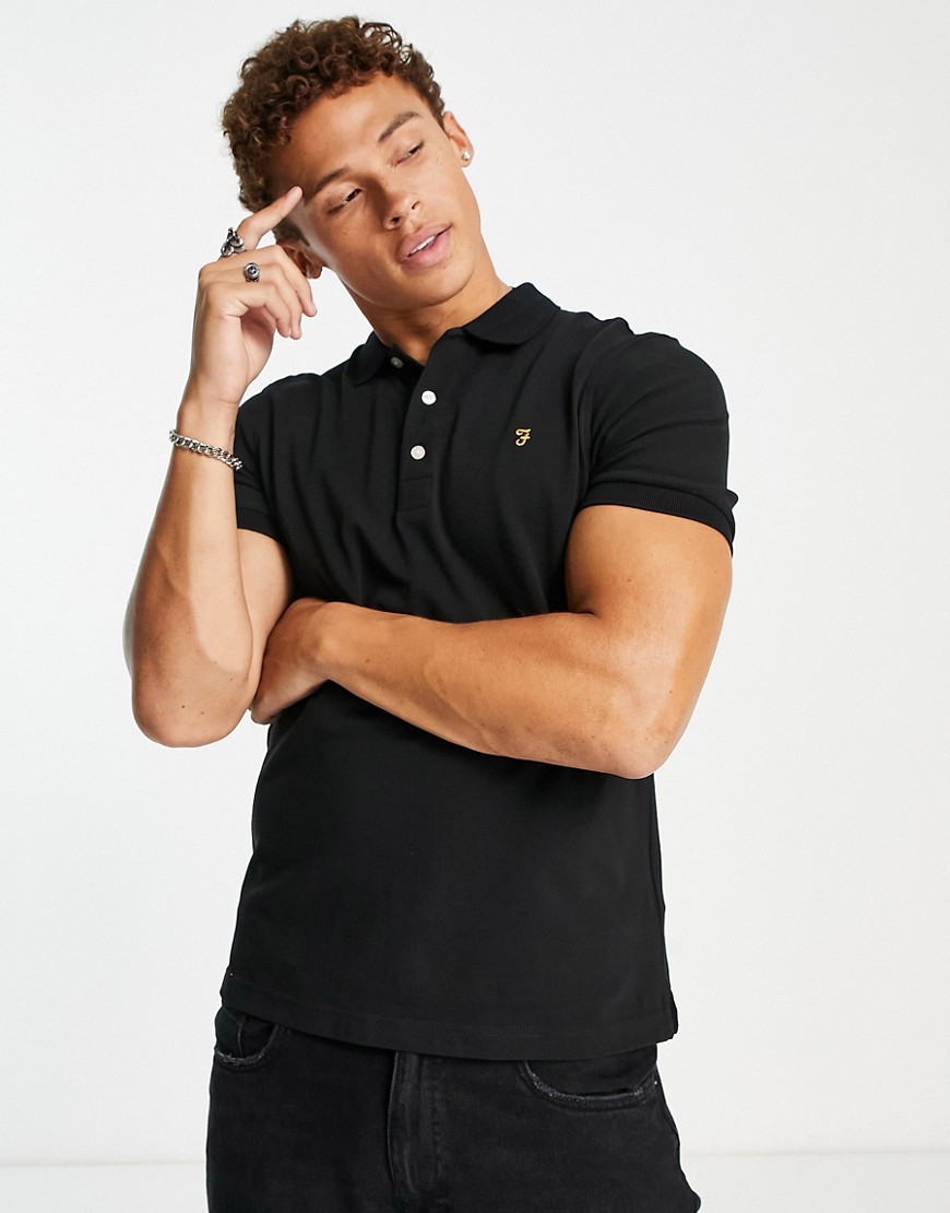 Farah Blanes shirt sleeve polo shirt in black