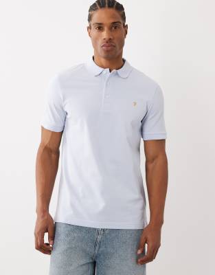 Farah Blanes Short Sleeve Logo Polo In Blue