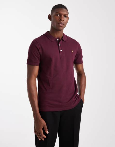 Farah Blanes short sleeve polo in burgundy - view 1