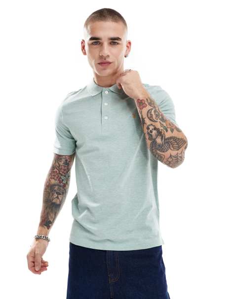 Farah blanes short sleeve polo in sage green - view 1