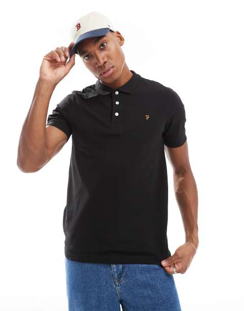 Farah blanes short sleeve polo shirt in black - view 1