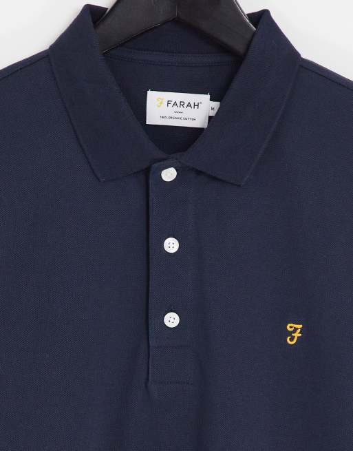 Farah Blanes short sleeve polo shirt in navy, 3 of 4