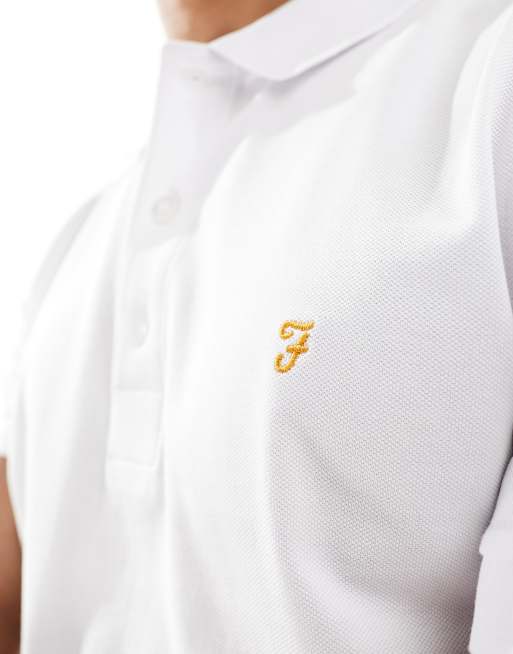 Farah Blanes short sleeve polo shirt in white, 4 of 4