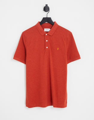 Farah Blanes slim fit cotton polo shirt in orange - ASOS Price Checker