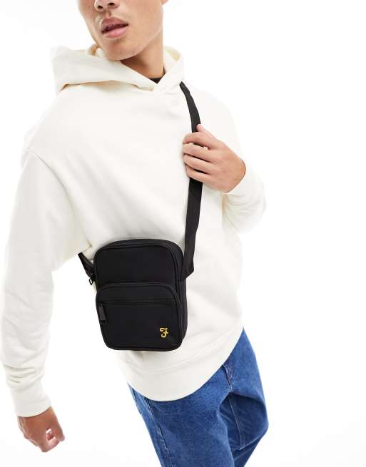 Farah - Borsa a tracolla nera con logo piccolo
