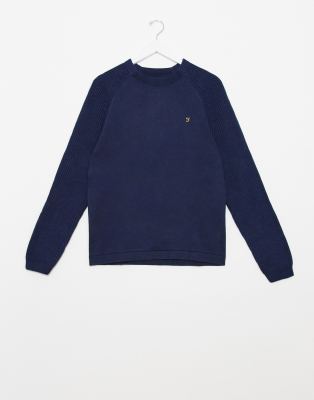 Farah Bouler crew neck jumper-Navy