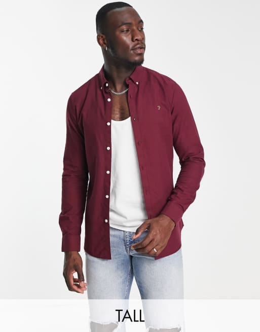 Farah - Brewer - Camicia bordeaux 