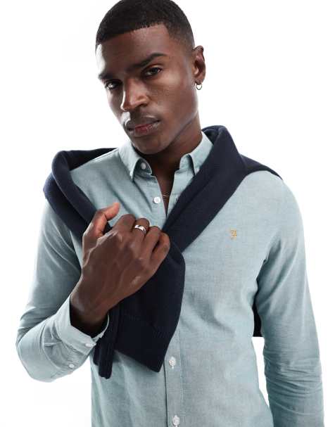 Farah - Brewer - Camicia Oxford a maniche lunghe slim fit verde chiaro - view 1