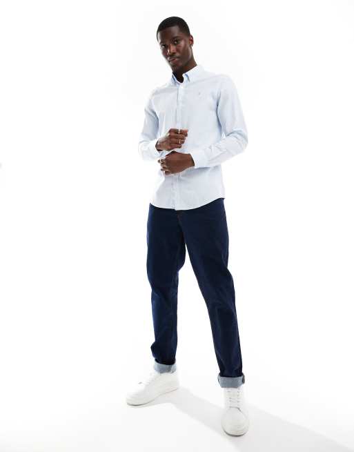 Farah - Brewer - Camicia slim fit a maniche lunghe blu a righe , 2 di 4