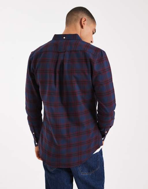 Farah brewer checked longsleeve shirt in burgundy, 3 of 5