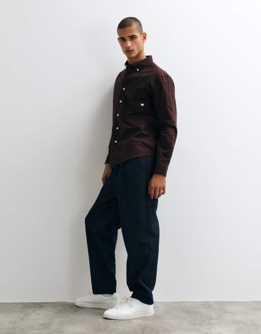 Farah Brewer chemise à manches longues avec logo en marron foncé, 4 de 5