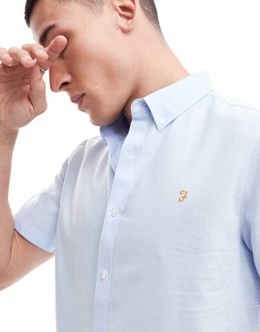 Chemise Homme Farah Rouge - Taille Petite, Occasion Très Bon État, Coupe Regular
