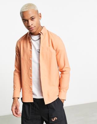 Farah Brewer long sleeve shirt in orange mandarin - ASOS Price Checker