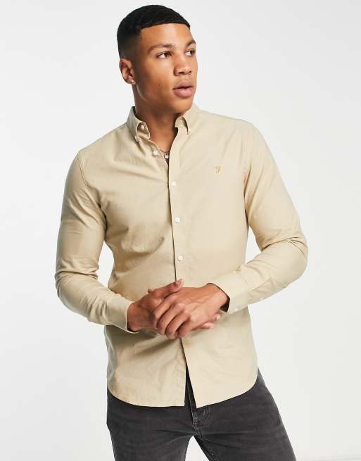 Beige slim store fit dress shirt